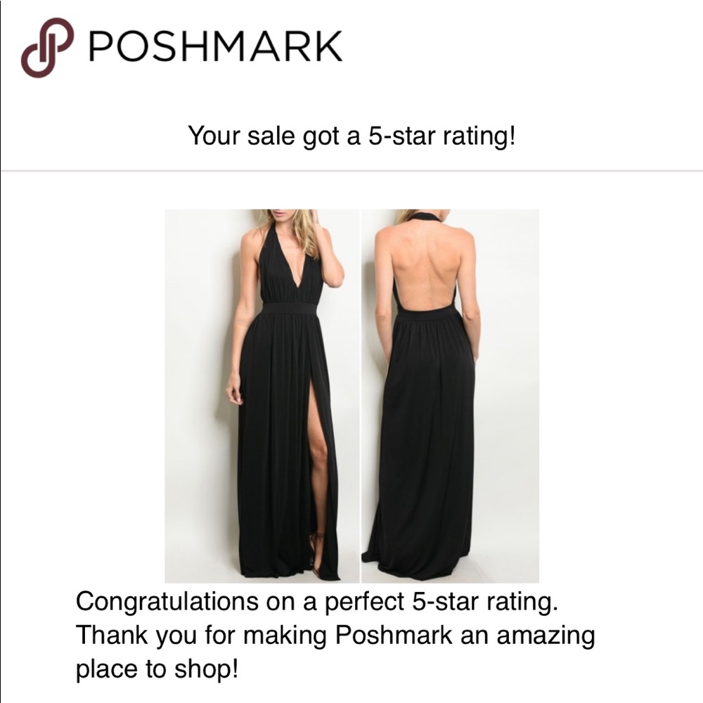 DEEP PLUNGE BLACK MAXI DRESS - Picture 4 of 6